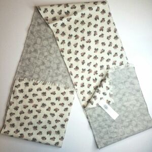 Coach Wool Double Sided Scarf with Signature Logo And Floral Design